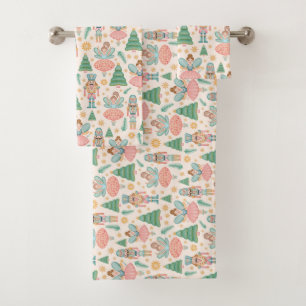 Nutcracker Ballet and Fairies on Cream Background Bath Towel Set