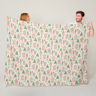 Nutcracker Ballet and Fairies on Cream Background Fleece Blanket
