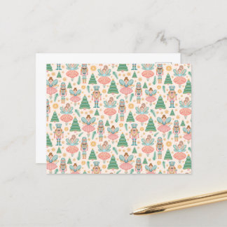 Nutcracker Ballet and Fairies on Cream Background Holiday Postcard
