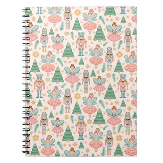 Nutcracker Ballet and Fairies on Cream Background Notebook (Front)