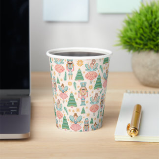 Nutcracker Ballet and Fairies on Cream Background Paper Cups