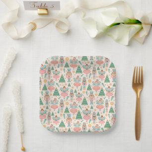 Nutcracker Ballet and Fairies on Cream Background Paper Plate