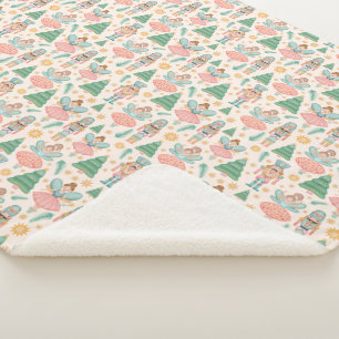 Nutcracker Ballet and Fairies on Cream Background Sherpa Blanket