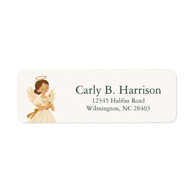 Nutcracker Ballet Angel Christmas Return Address (Front)