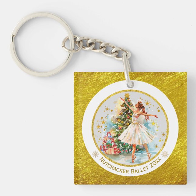 Nutcracker Ballet Ballerina - Christmas Keepsake  Key Ring (Front)