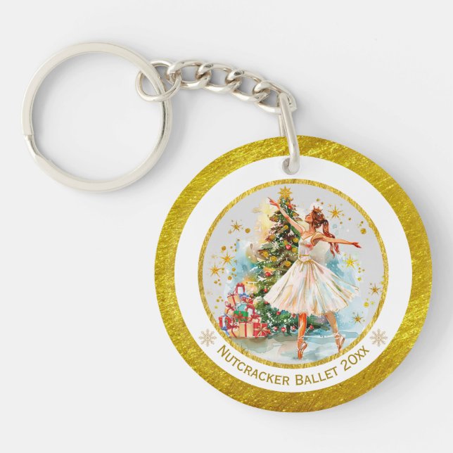 Nutcracker Ballet Ballerina - Christmas Keepsake  Key Ring (Front)