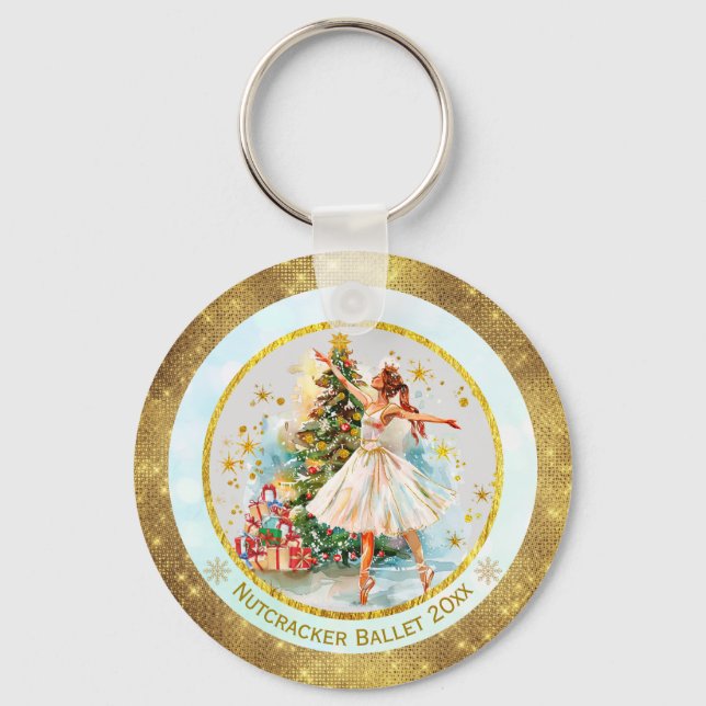 Nutcracker Ballet Ballerina - Christmas Keepsake  Key Ring (Front)