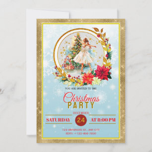 Nutcracker Ballet Ballerina - Christmas Party Holiday Card