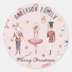 Nutcracker Ballet Ballerina family Christmas Gift Classic Round Sticker