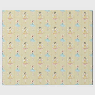 Nutcracker Ballet Ballerina Gold Vintage Christmas Wrapping Paper