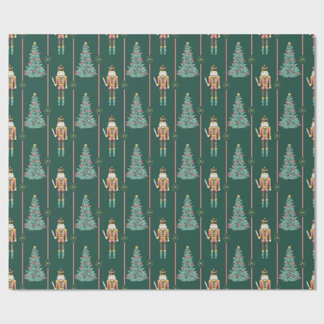 Nutcracker Ballet Ballerina Vintage Christmas Wrapping Paper (Flat)