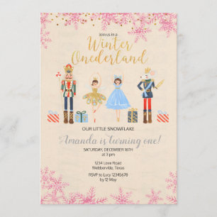 Nutcracker Ballet Birthday winter pink Invitation