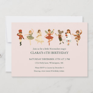 Nutcracker Ballet Blush Pink Birthday Party Invite