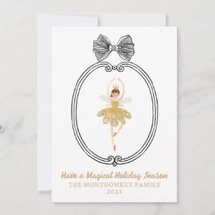 Nutcracker Ballet Bow Crest Christmas Card
