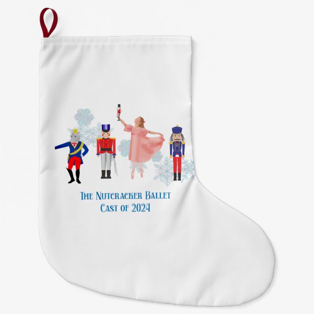 Nutcracker Ballet Cast 2024 Large Christmas Stocking (Front)