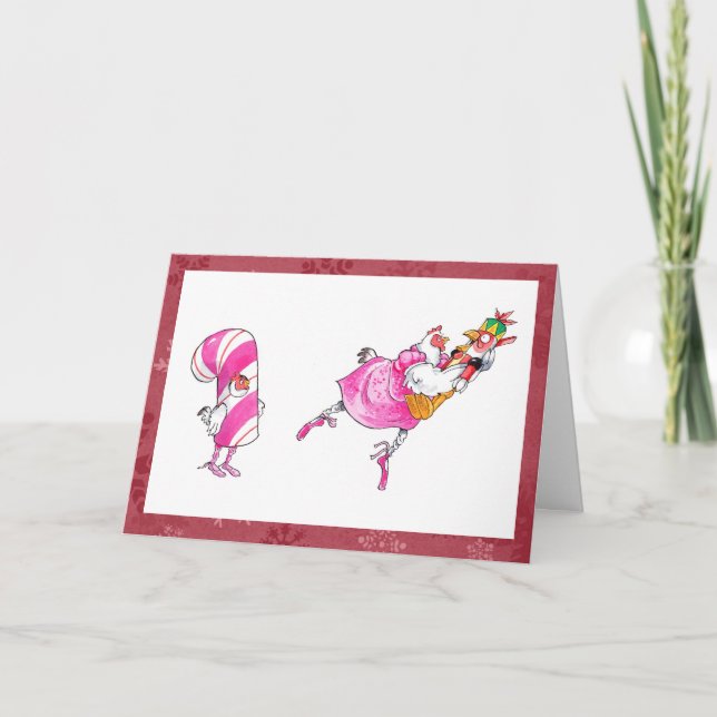 Nutcracker ballet chickens holiday card (Front)