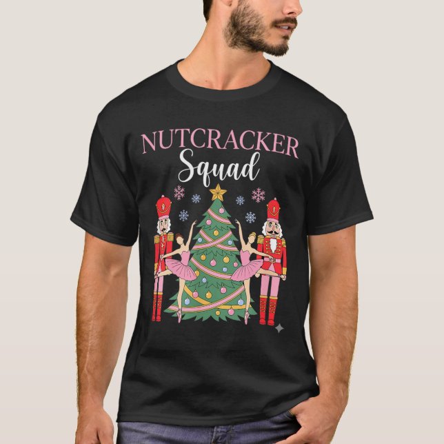 Nutcracker Ballet Christmas Ballerina Nk Dance Squ T-Shirt (Front)