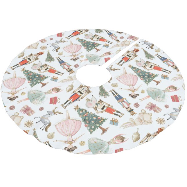 Nutcracker Ballet Christmas Brushed Polyester Tree Skirt (Angled)