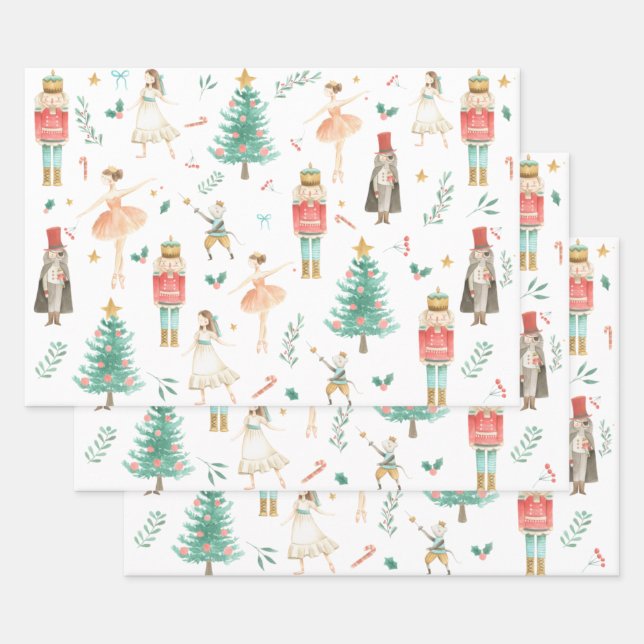 Nutcracker Ballet Christmas Images Wrapping Paper  (Set)
