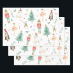 Nutcracker Ballet Christmas Images Wrapping Paper Sheet<br><div class="desc">Christmas Wrapping Paper with Nutcracker Ballet images - Nutcracker,  Ballerina,  Mouse King,  Drosselmeyer,  Clara,  Sugarplum Fairy</div>