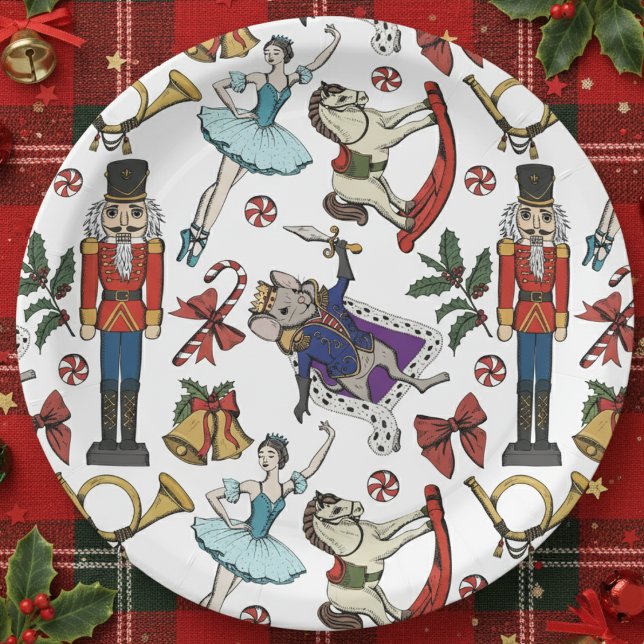Nutcracker Ballet Christmas Kids Xmas Party Paper Plate (Festive Xmas Nutcracker Ballet Kids Christmas Party Paper Plates. Nutcracker, Ballerina, Mouse King)