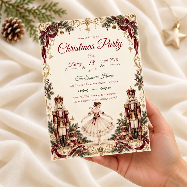 Nutcracker Ballet Christmas Party Invitation (Creator Uploaded)