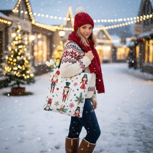 Nutcracker Ballet Christmas Seamless Pattern Tote Bag