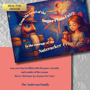 Nutcracker Ballet Christmas Theme Foil Holiday Card