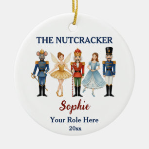 Nutcracker Ballet Custom Name & Role Ceramic Tree Decoration