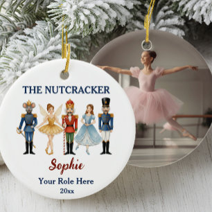 Nutcracker Ballet Custom Name & Role, Photo Ceramic Tree Decoration