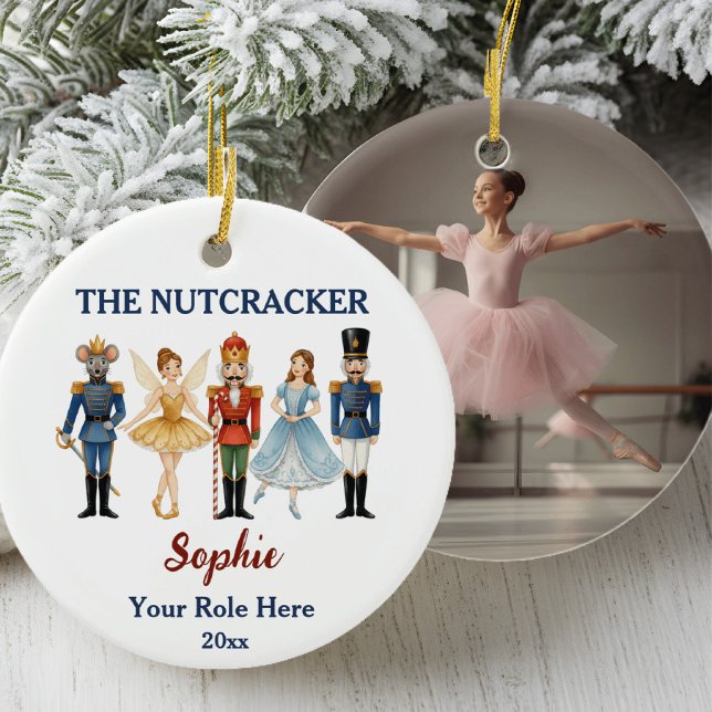 Nutcracker Ballet Custom Name & Role, Photo Ceramic Tree Decoration (Creator Uploaded)