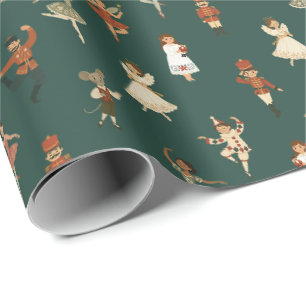 Nutcracker Ballet Dark Green Christmas Wrapping Paper
