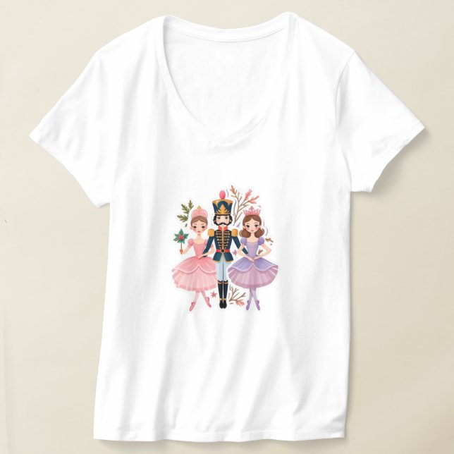 Nutcracker Ballet Dream: Whimsical Christmas T-Shirt (Laydown)