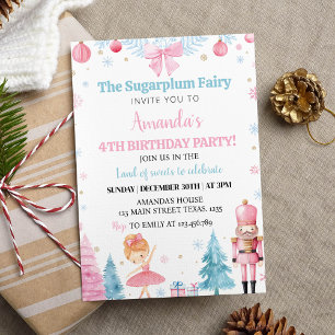 Nutcracker Ballet Fairy Pink Birthday Invitation