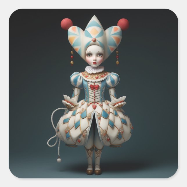 Nutcracker Ballet Fashion-Harlequin Doll Square Sticker (Front)