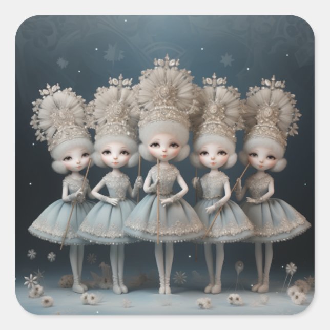 Nutcracker Ballet Fashion-Snowflake Dancers Square Sticker (Front)