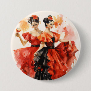 Nutcracker Ballet, Fiery Spanish Dancers in Red 7.5 Cm Round Badge