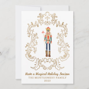 Nutcracker Ballet Gold Crest Christmas Card