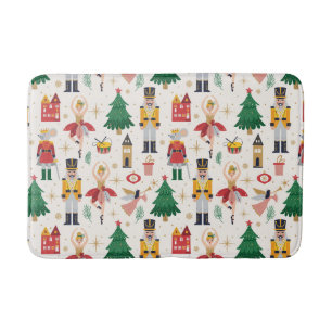 Nutcracker Ballet Holiday Pattern Bath Mat
