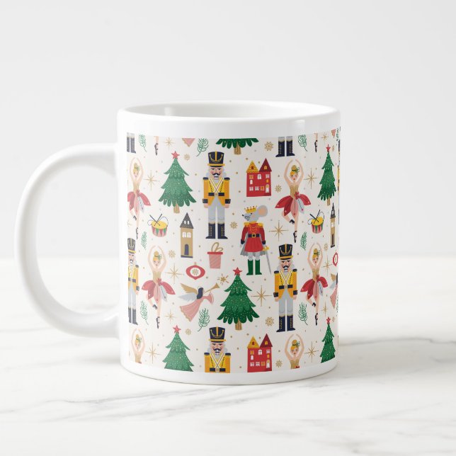 Nutcracker Ballet Holiday Pattern Large Coffee Mug (Left)