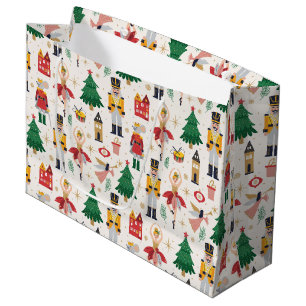 Nutcracker Ballet Holiday Pattern Large Gift Bag