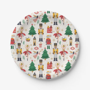Nutcracker Ballet Holiday Pattern Paper Plate
