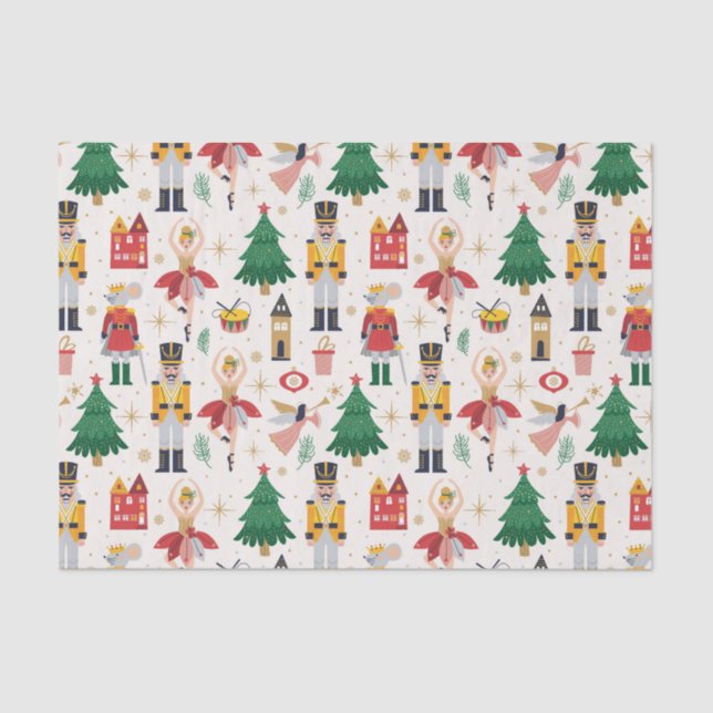 Nutcracker Ballet Holiday Pattern Tissue Paper (Front)