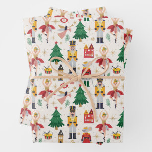 Nutcracker Ballet Holiday Pattern Wrapping Paper Sheet
