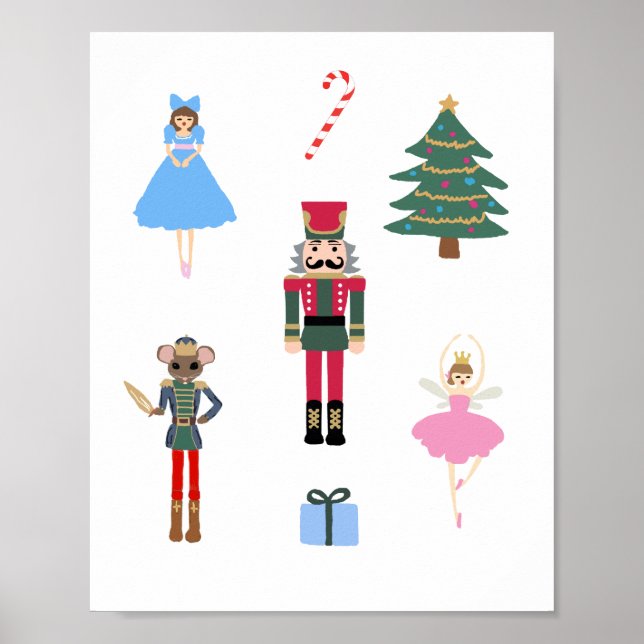 Nutcracker Ballet Illustration Snowflake Painting  Poster (Front)