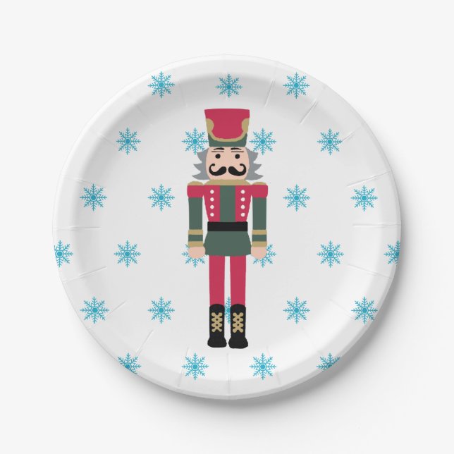 Nutcracker Ballet Illustration Snowflake Paper Plate (Front)