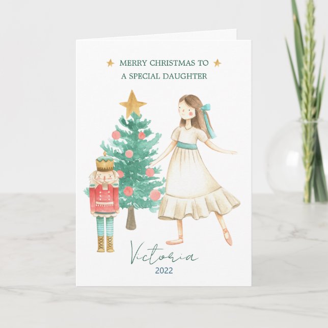 Nutcracker Ballet Images Daughter Christmas  Holiday Card (Front)