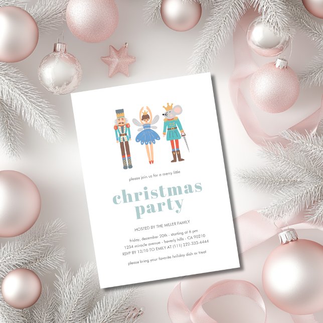 Nutcracker Ballet Minimal Modern Christmas Party Invitation (Creator Uploaded)