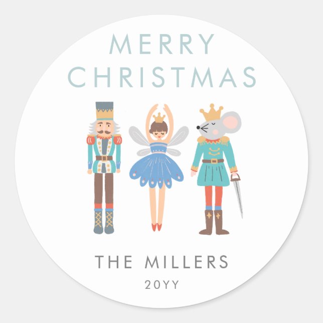 Nutcracker Ballet Minimal Modern Classic Round Sticker (Front)