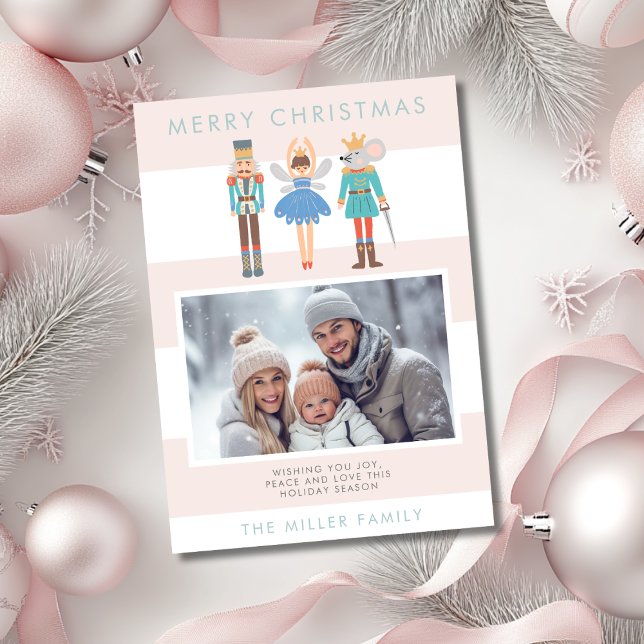 Nutcracker Ballet Minimal Modern Photo Christmas Holiday Card (Creator Uploaded)